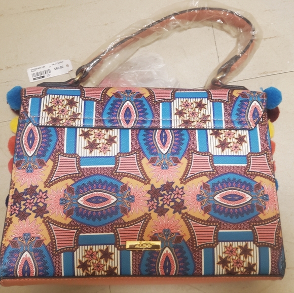 Colorful Satchel purse with strap - Picture 3 of 4